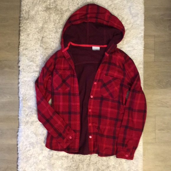 Columbia Tops - MOVING SALE! Hooded Flannel Top with Pockets